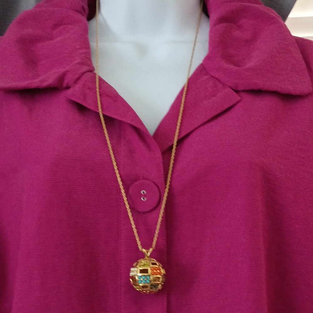❤️18K GP D'ORLAN SUSAN CAPLAN 1980S BALL PENDANT NECKLACE